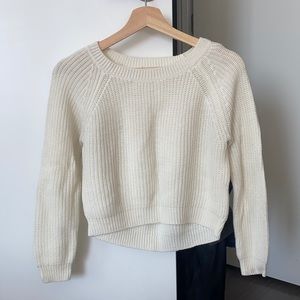White cropped knit sweater